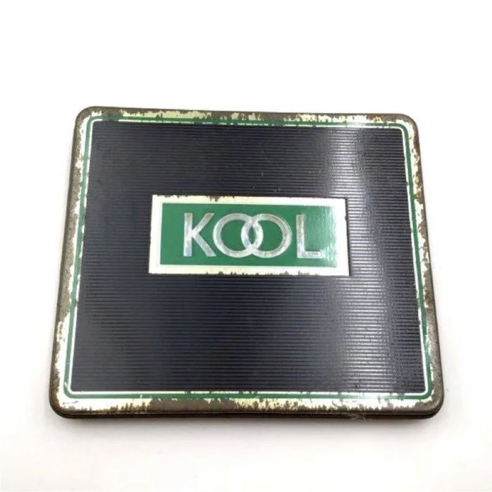 Vintage Antique Kool‎ Black Tobacciana Cigarette Case Tin Square - Distressed